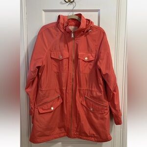 Michael Kors Melon Orange Trench Coat Classic Style